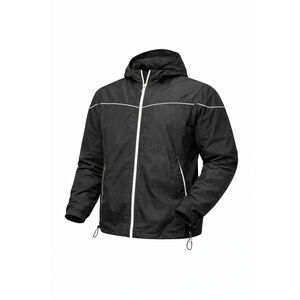 New Balance Men's Black Hooded Full Zip Jacket XL Windbreaker Reflective Trim